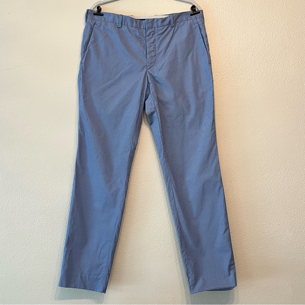 PRADA Milano Men Blue Slim Fit Classic Straight Leg Casual Designer Pants 36x33